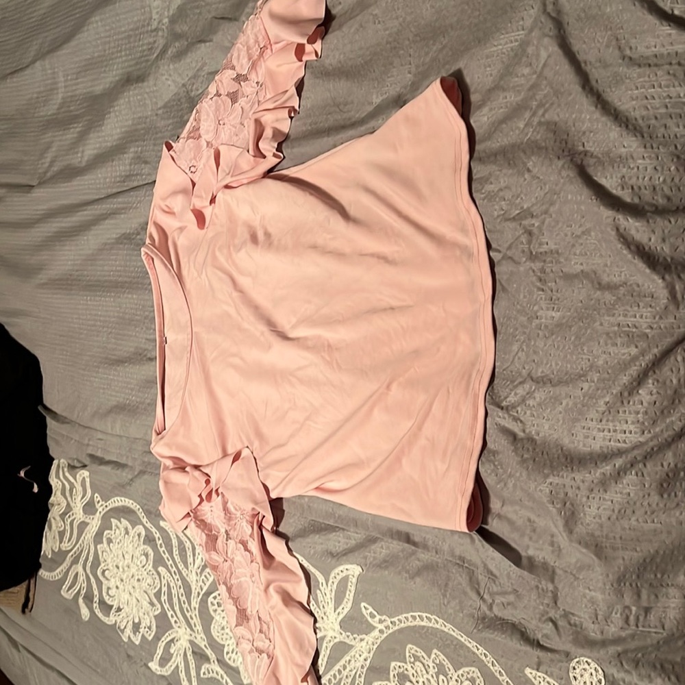 Pink top with lace arms